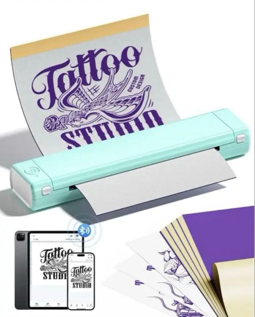 タトゥースタジオ用プリンター ミントグリーン Amazon.co.jp: Itari M08F tattoo printer タトゥー用紙10枚付属