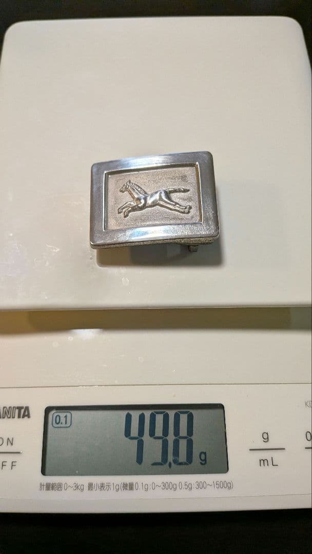 ☆純銀☆49.8g レア レザーベルト 馬 バックル　アンティーク