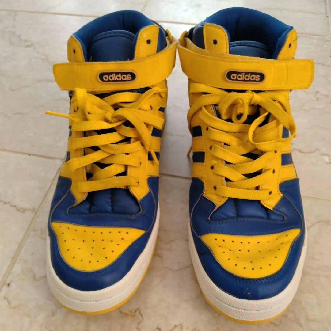 adidas ハイカットスニーカー スニーカー 青/黄 27cm - メルカリ
