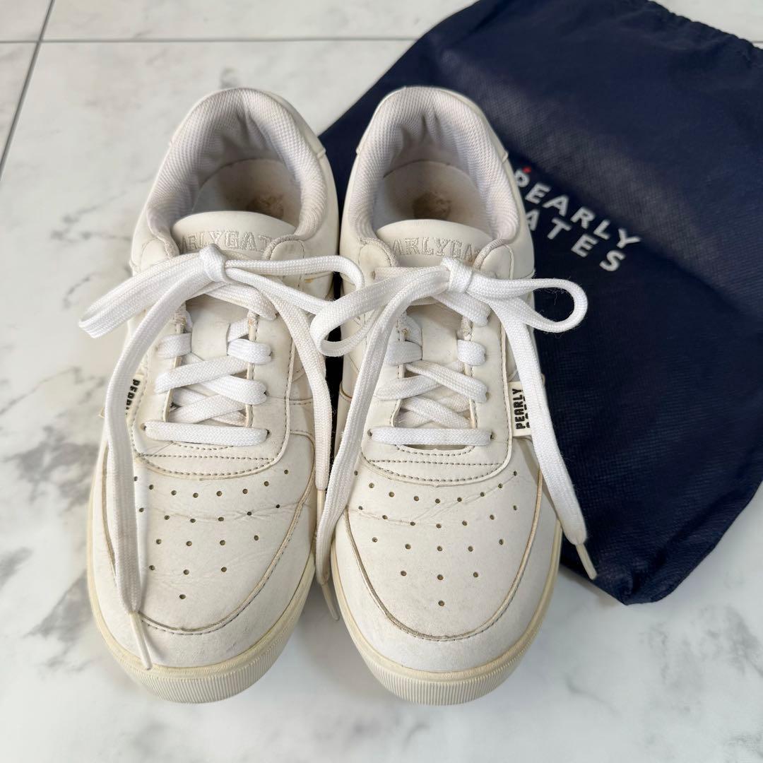 PEARLY GATES ゴルフシューズ スニーカー ホワイト 23.5cm - メルカリ