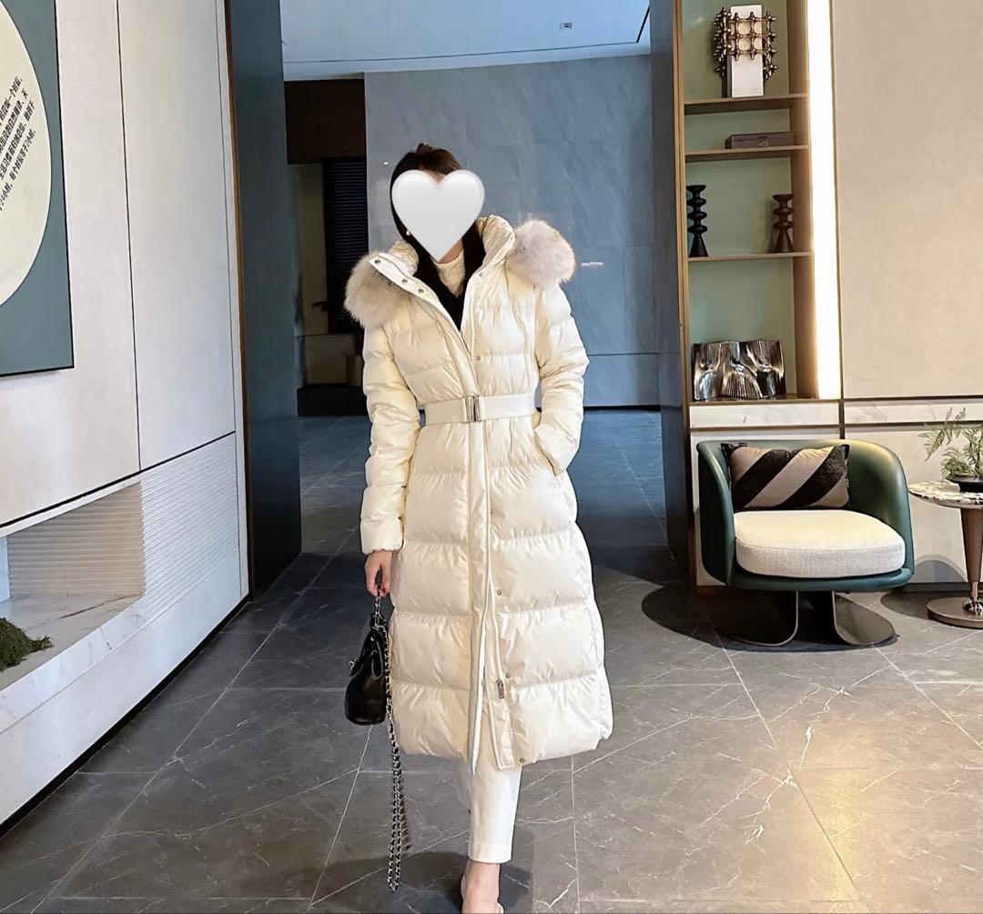 【極美品・美シルエット】韓国/ワンホン リアルフォックスファー ロングダウン 韓国デザイン リアルファー付ロングダウン 毛皮 ジャケット (ダウン