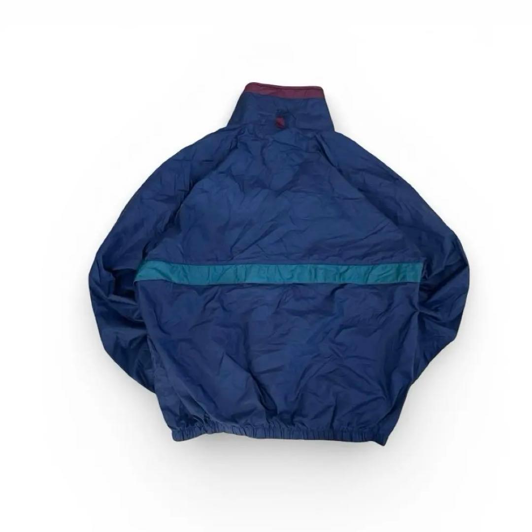 90s】Dunbrooke ナイロンジャケット企業ロゴL ネイビーグリーン短丈
