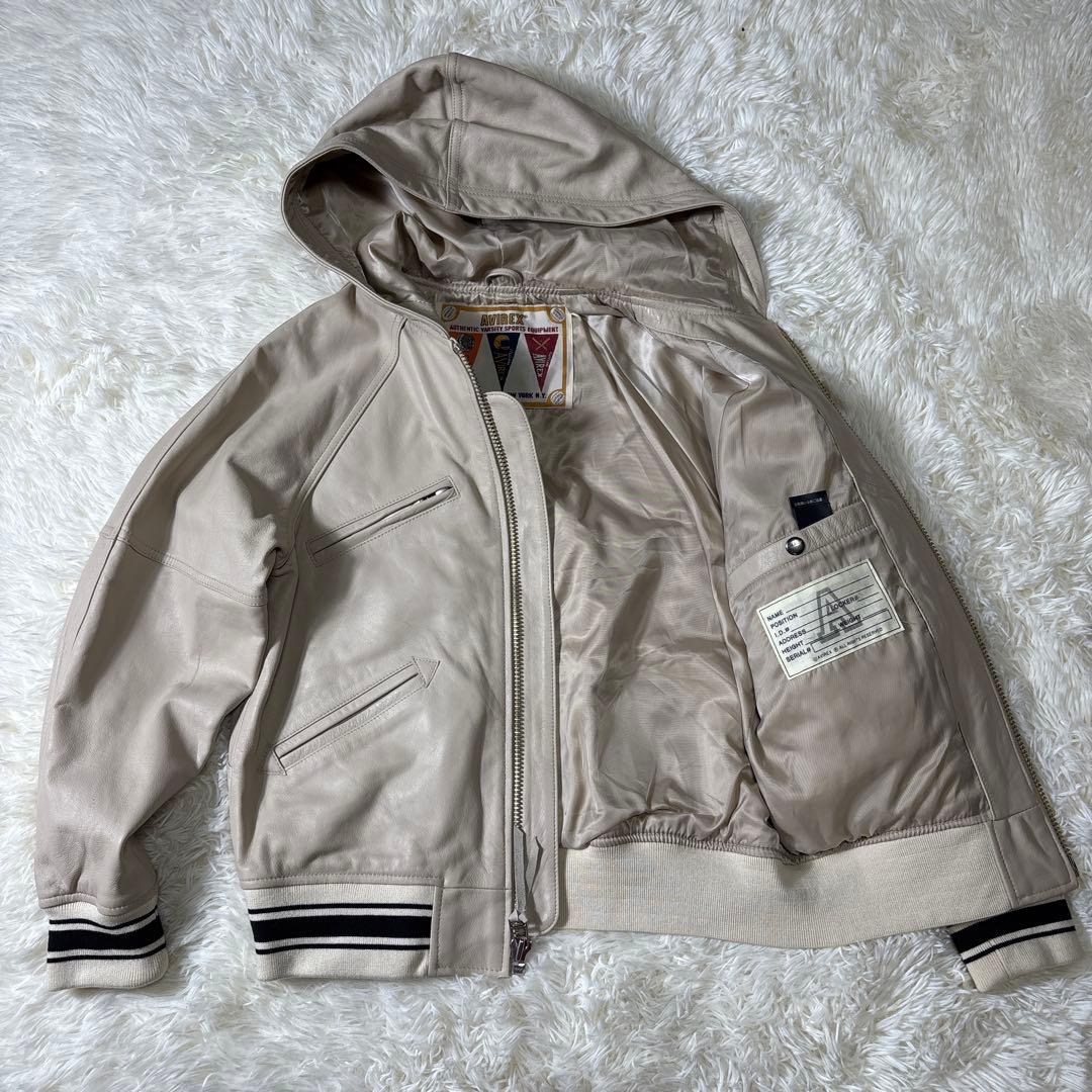 未使用級✨AVIREX アヴィレックス フードシグネチャー レザージャケット