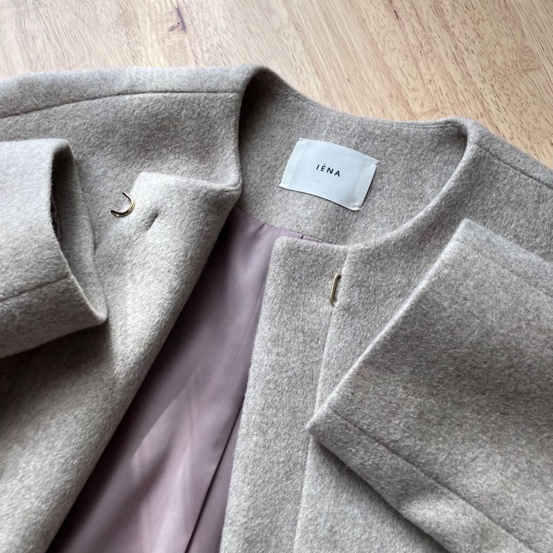 美品】【2024AW】IENAシャルムビーバーAラインコート ノーカラーコート