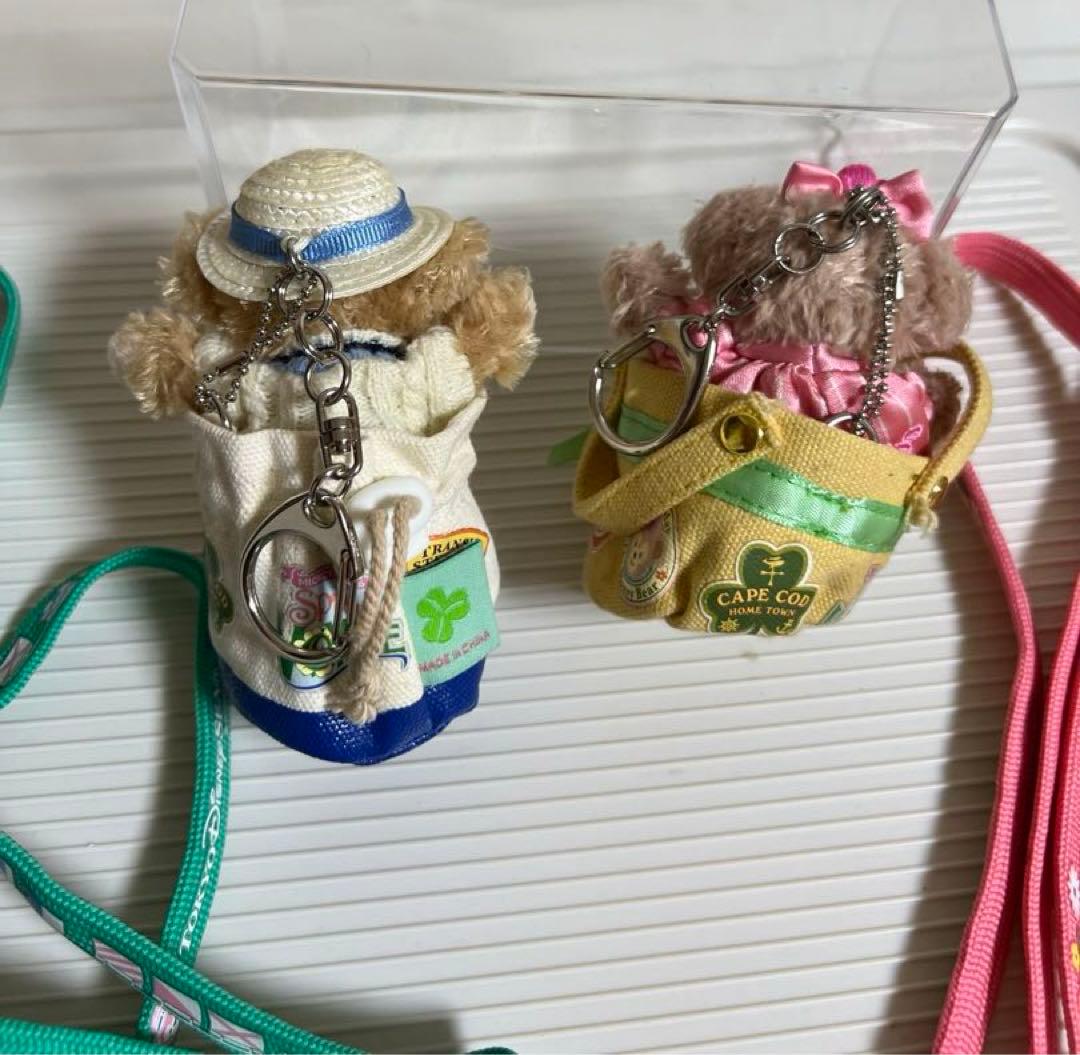 ダッフィー、シェリーメイぬいぐるみ、ぬいぐるみネックストラップセッ（スプリング）