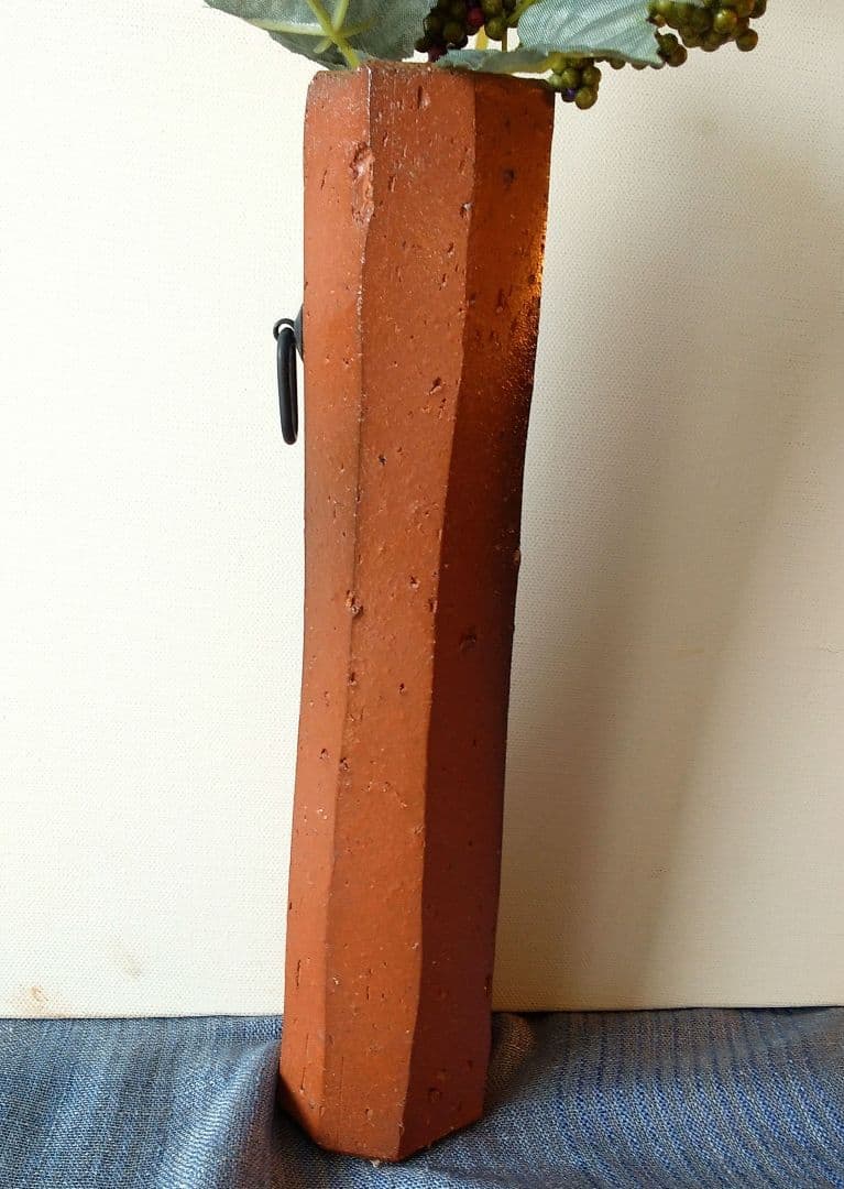 再値下げ 備前焼人気作家星正幸 (師：森陶岳) 面取り掛け花入お正月の