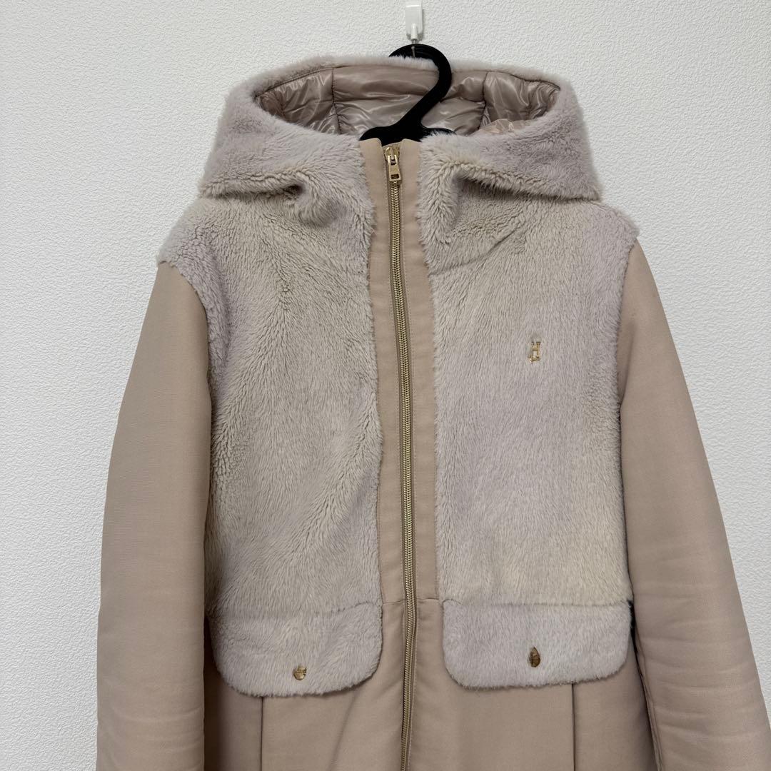 ヘルノ キッズ 12A フード付きベージュダウンジャケット