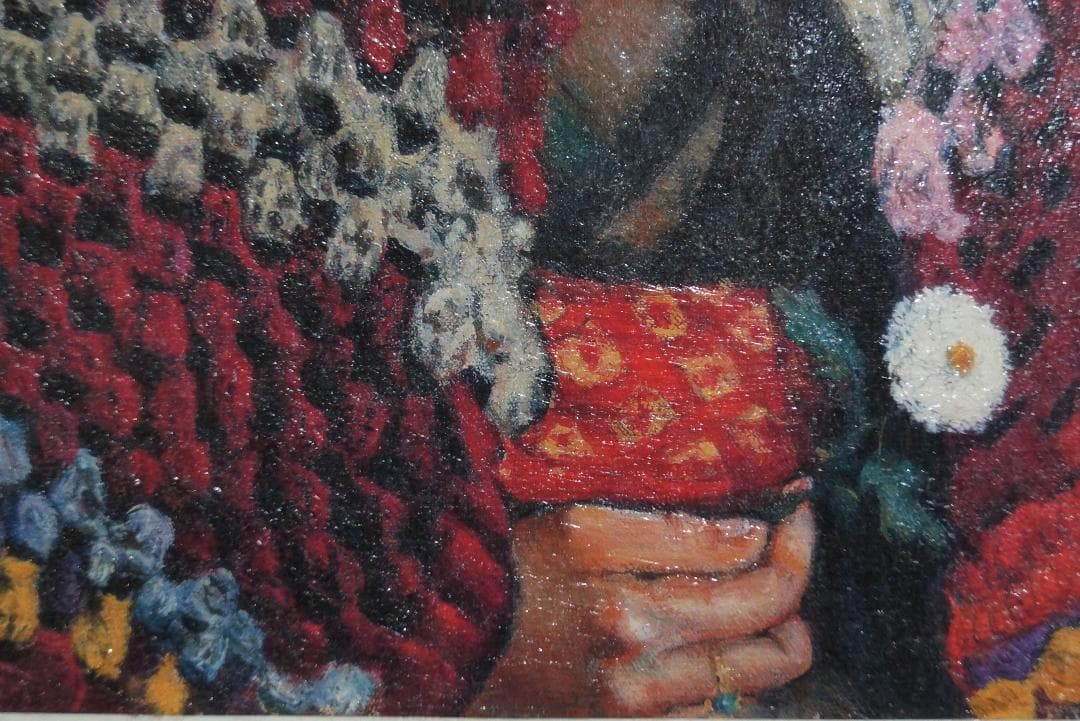 複製画 岸田劉生 1920年作『毛糸肩掛ける麗子肖像』油彩画ウッドワン