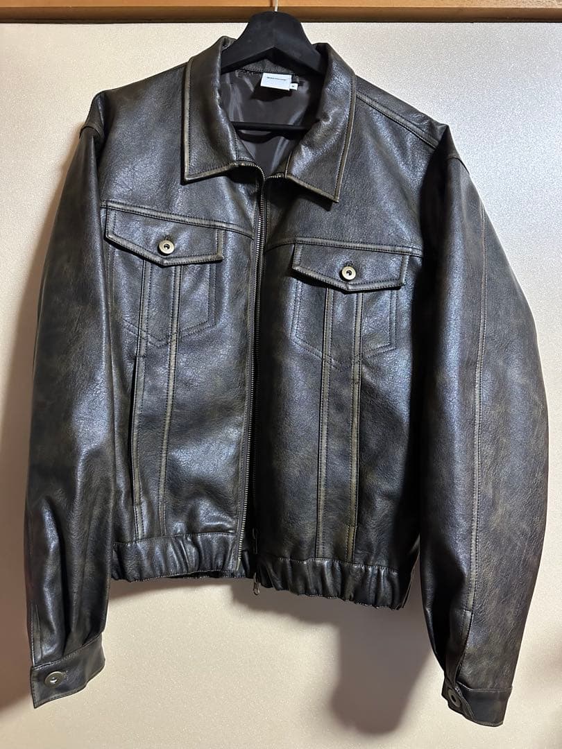 WISH FOR EVERダブルジップアップレザージャケット Mサイズ WISH FOR EVER（ウィッシュフォーエバー） ブルゾン アウター メンズ
