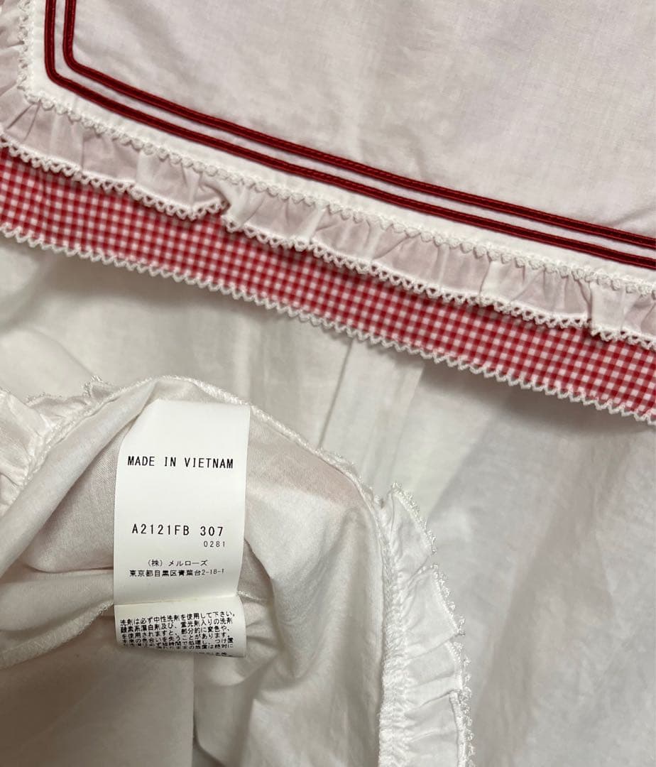 ピンクハウス ギンガムうさぎ いちご 刺繍 セーラー ブラウス 赤 白