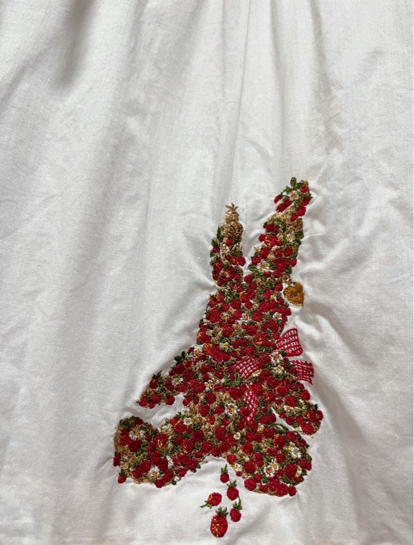 ピンクハウス ギンガムうさぎ いちご 刺繍 セーラー ブラウス 赤 白