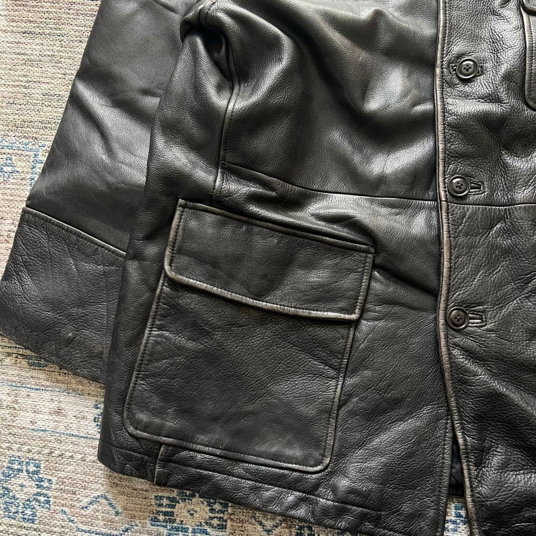 90s VINTAGE J.CREW レザージャケット カーコート BLACK - メルカリ