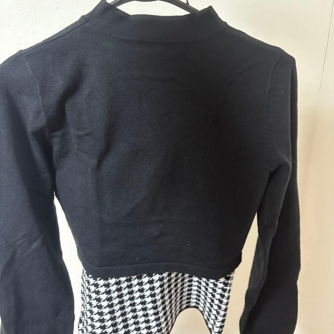 ハニーミュウ　千鳥柄ハイネックアンサンブルトップス　Fサイズ