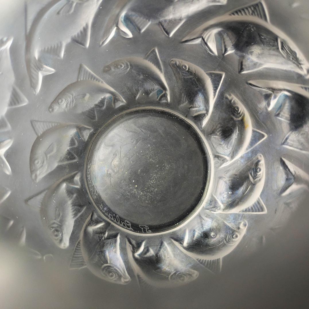 希少なアールデコ☆ルネ・ラリック カマレ 魚群文球形花瓶フロスト14