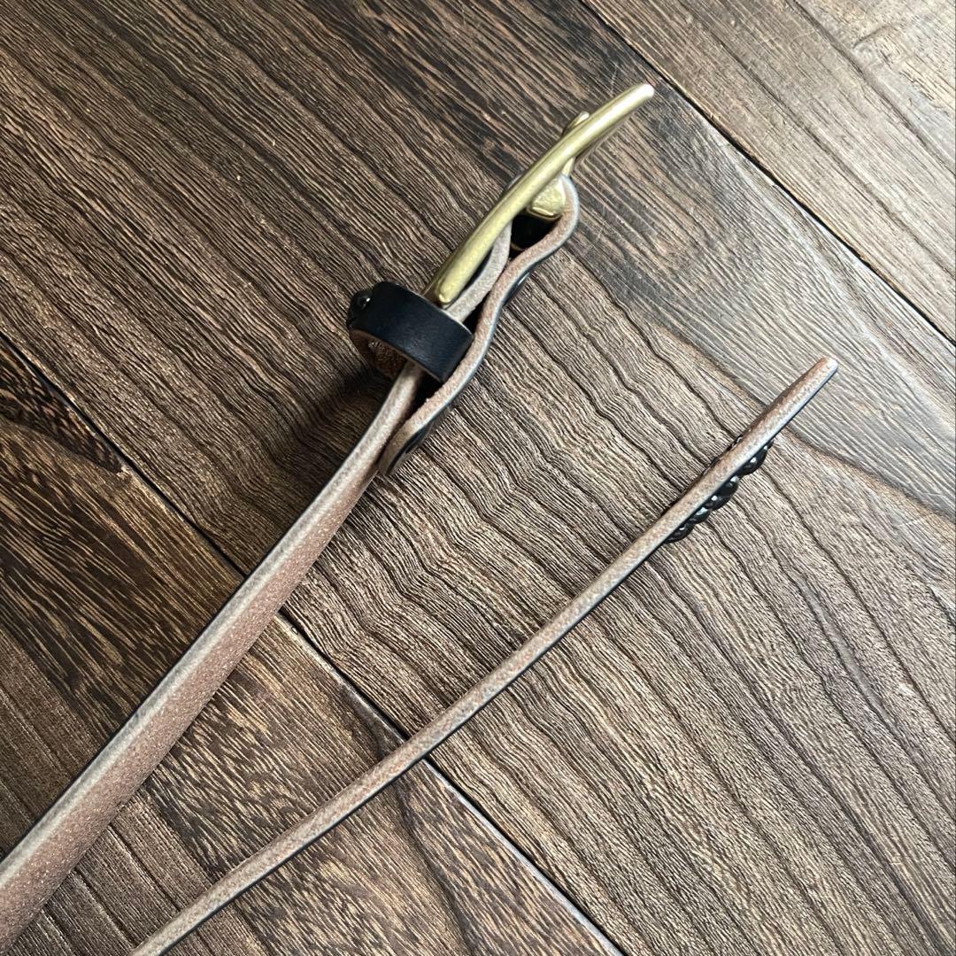 アウトレット品スタッズギャリソンベルト サドルレザー真鍮4cmHTC