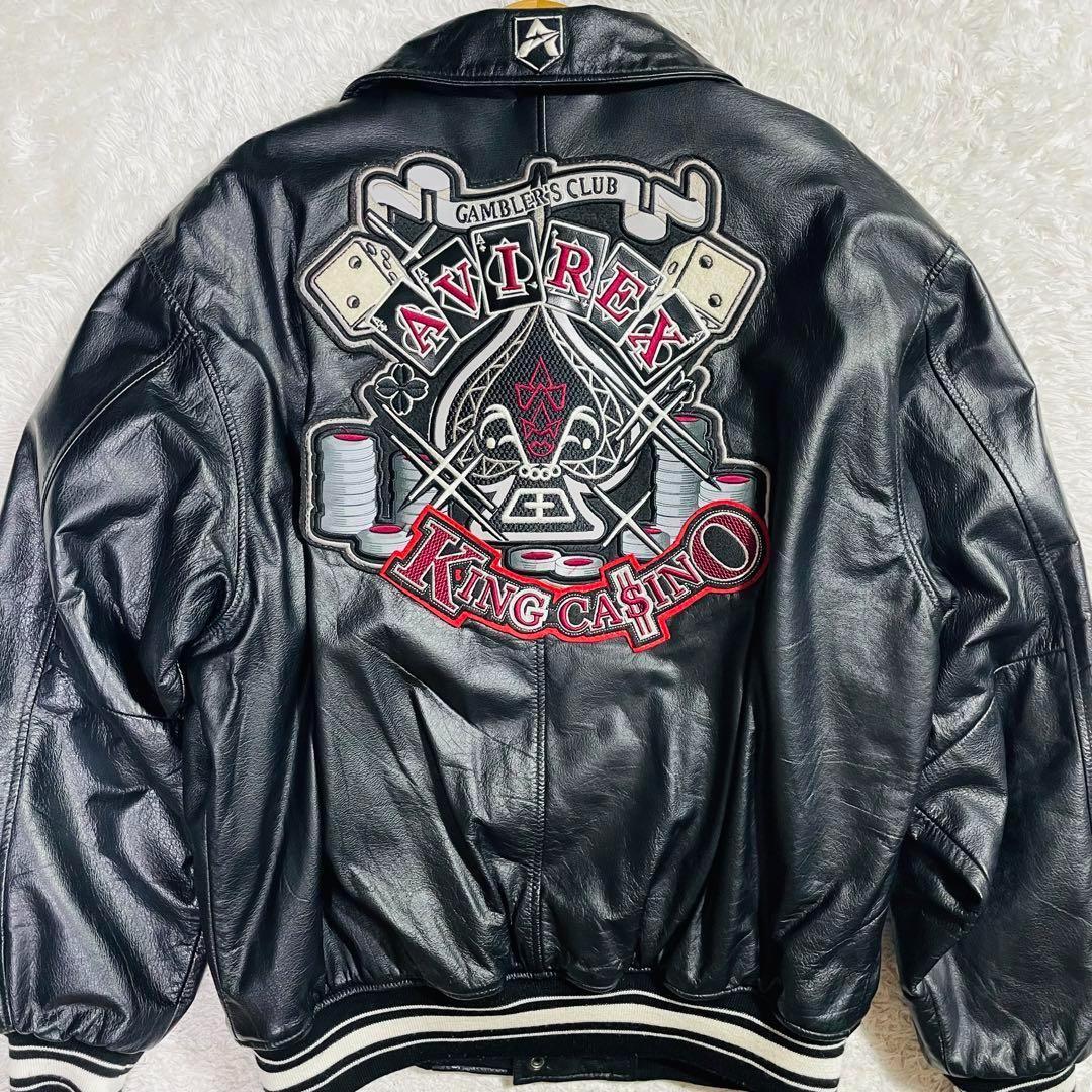 希少】極美品✨ AVIREX 90s KING CASINO レザージャケット - メルカリ