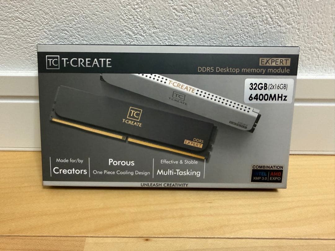T-CREATE DDR5 32GB (2x16GB) 6400MHz メモリ EXPERT DDR5 DESKTOP MEMORY WHITE 32GB(2x16GB) 6400MHz CL32 - TEAMGROUP