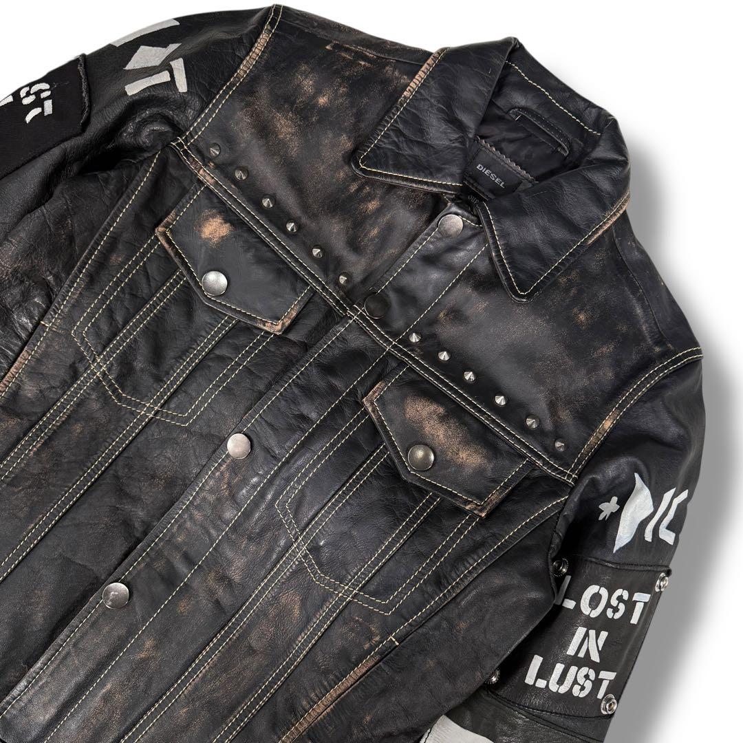 極美品 DIESEL 2000s Y2K スタッズ ライダース レザージャケット