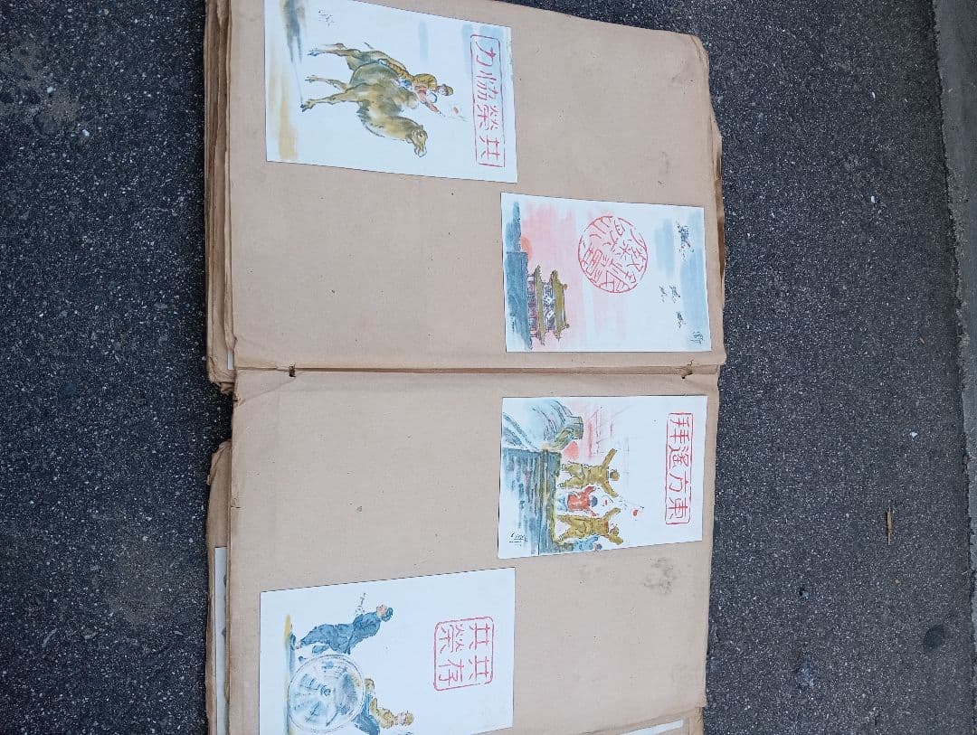 満州の古い絵葉書、１６６枚、スクラップに貼り付け、戦前、軍人、戦争