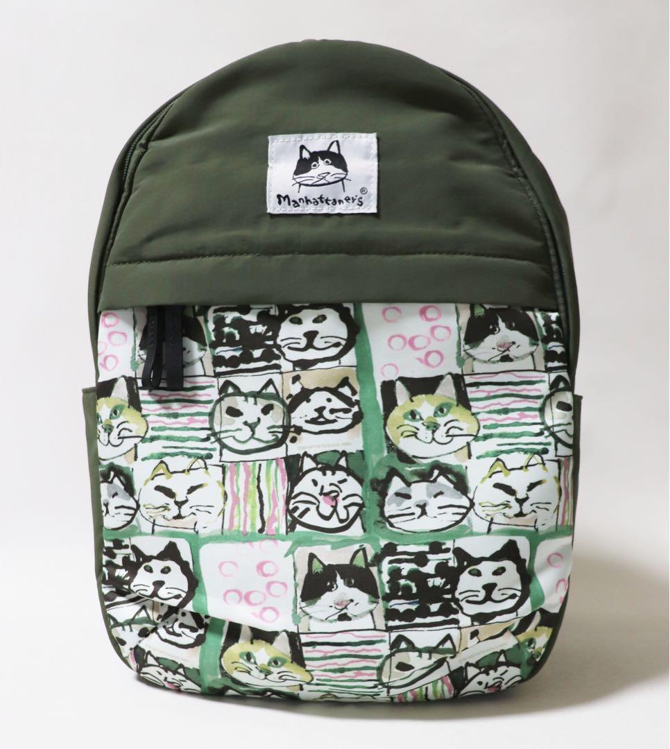 《マンハッタナーズ》未使用 ポケット多数 かわいいネコちゃん軽量リュックサック