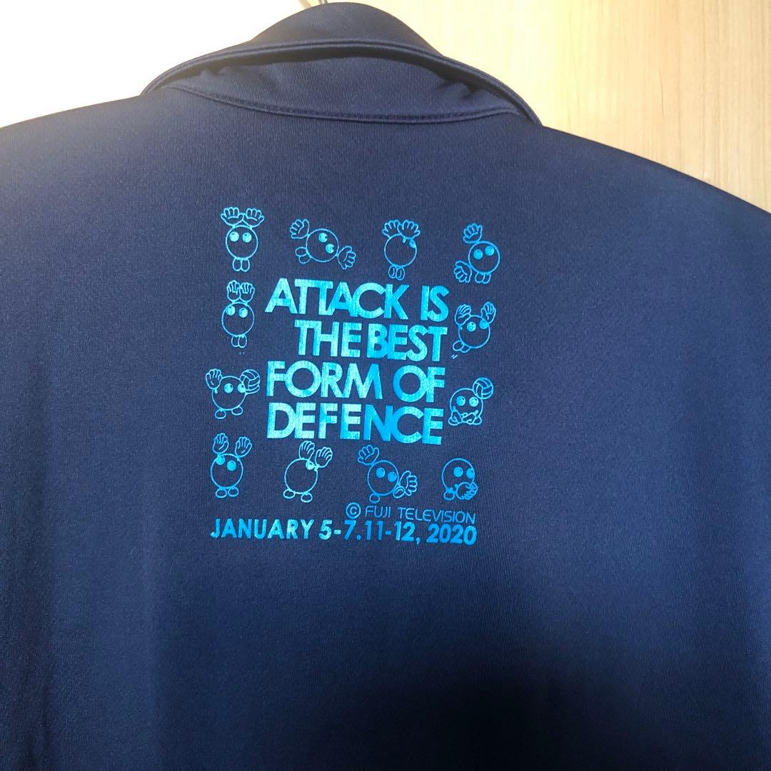 asics 春高バレー ポロシャツ L ネイビー - メルカリ