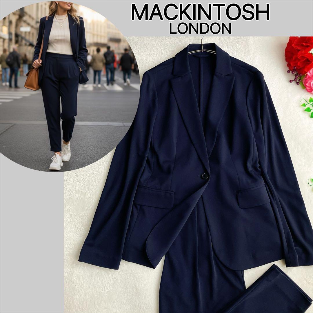 マッキントッシュ★ストレッチ パンツスーツ トラベルスーツ ワイドテーパード テーパードパンツ／ウォッシャブル／ストレッチ／トロワッシャー／無地