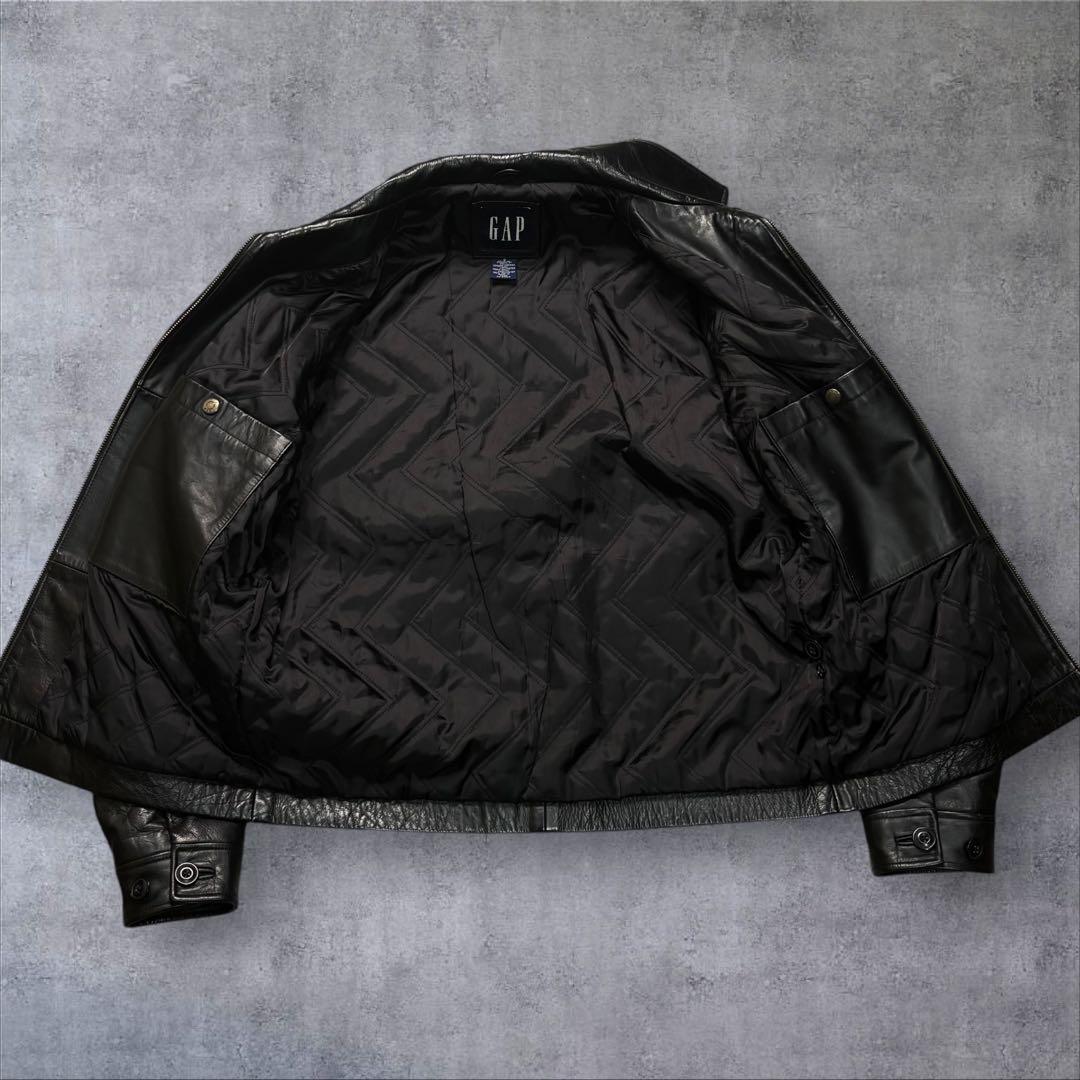 オールドギャップ レザージャケット S 紺タグ ブラック キルティング