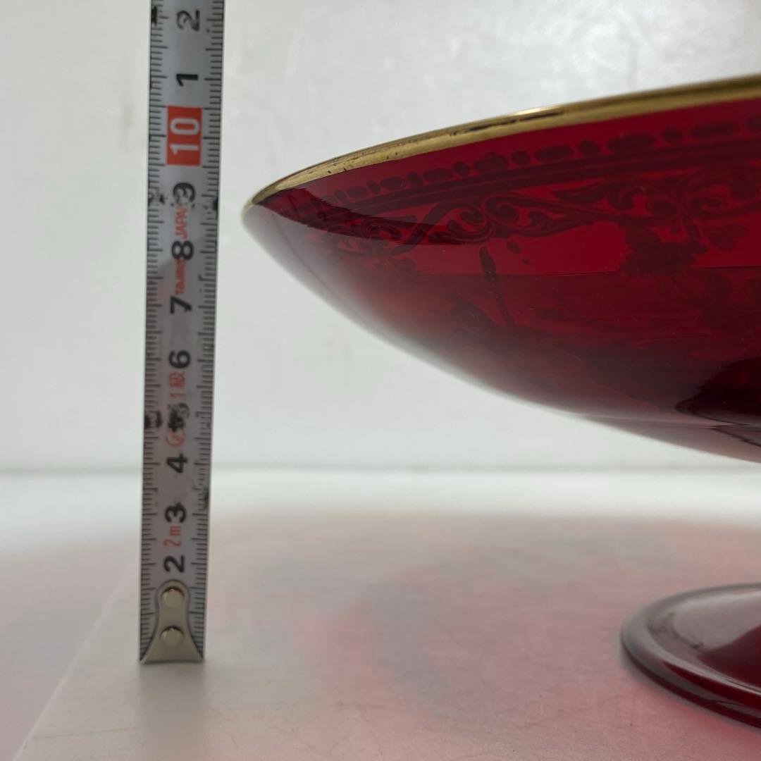 ムラーノ ベネチアングラス 人物金彩コンポート 直径25.8㎝東な7