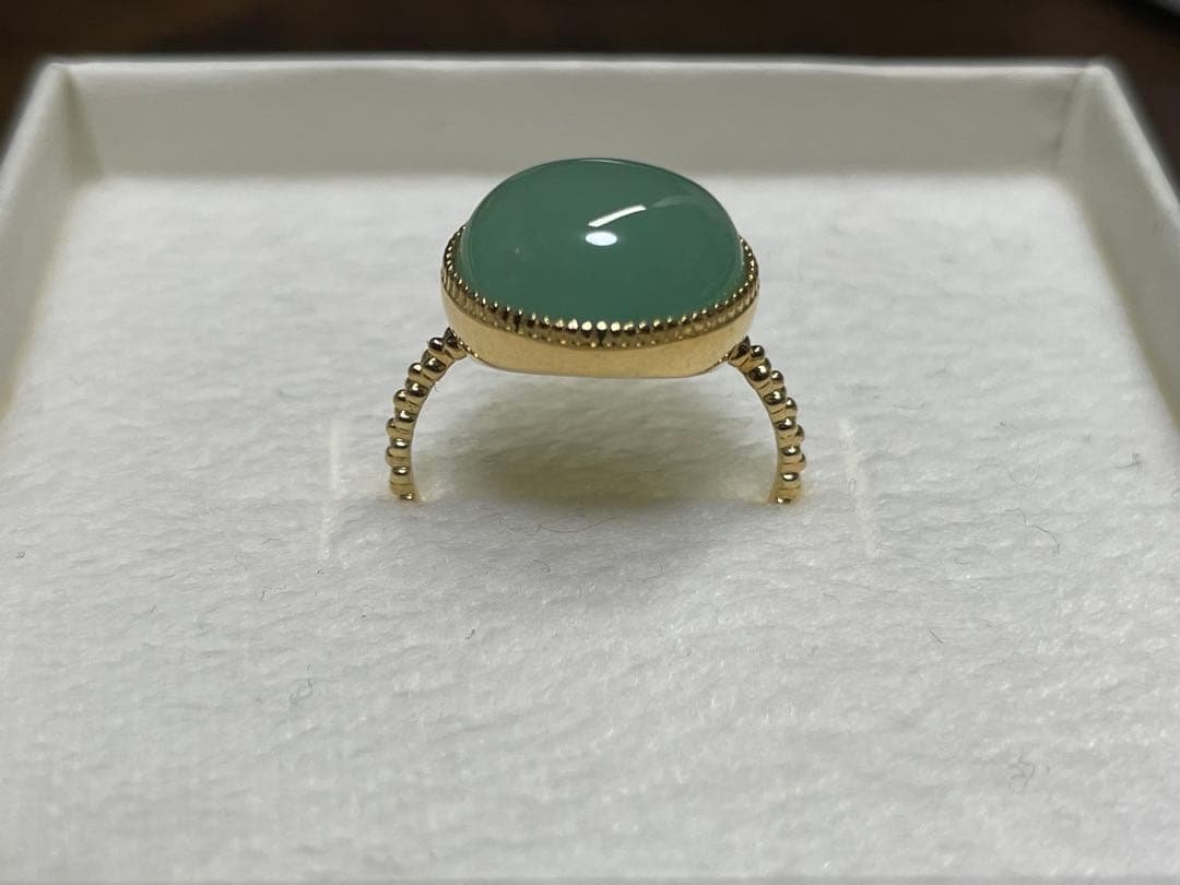 指輪 K18YG 11号 グリーンカルセドニー 12×10cm 1回半日使用