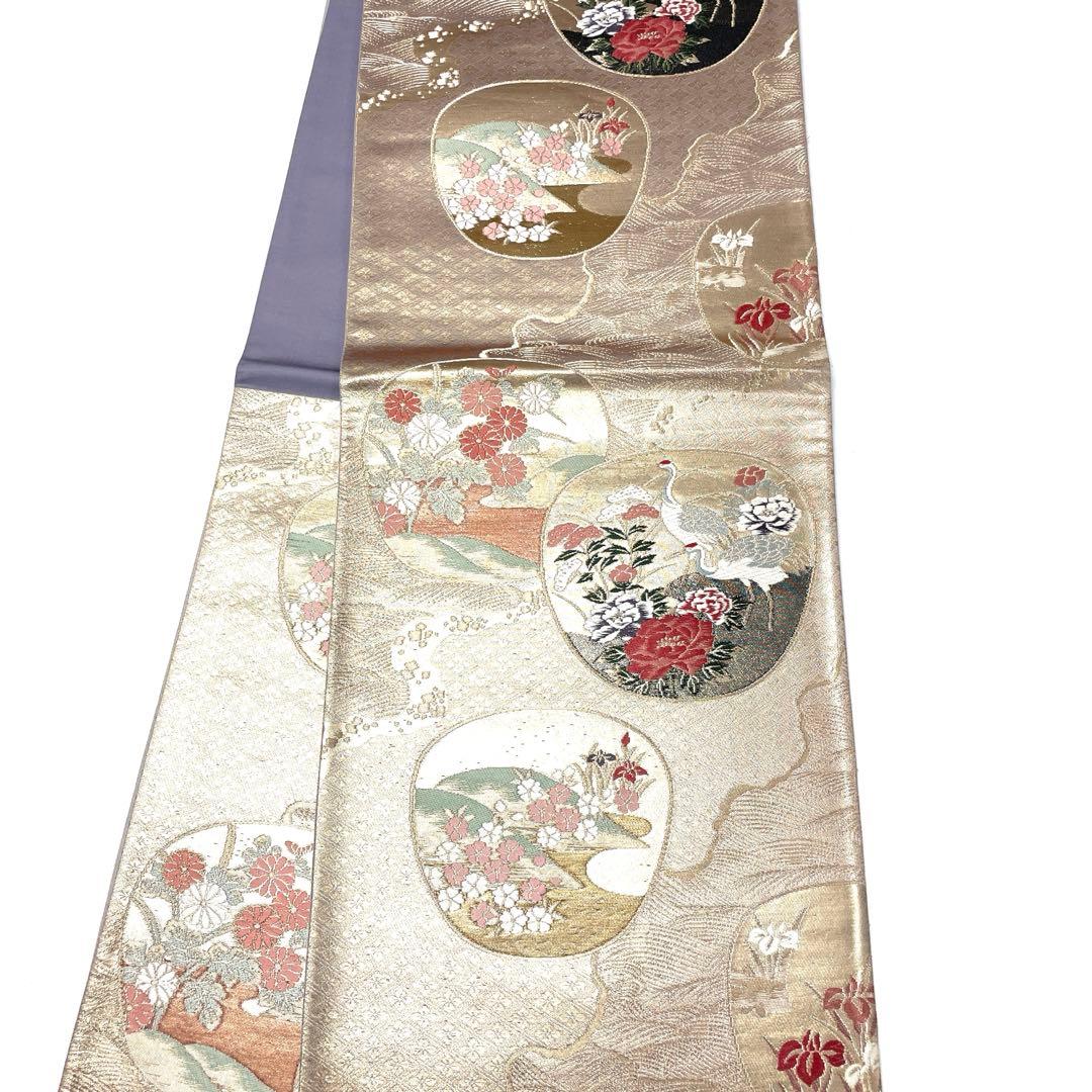 A1814 ○高級 正絹 唐織 本金箔 六通 袋帯 鶴 - メルカリ