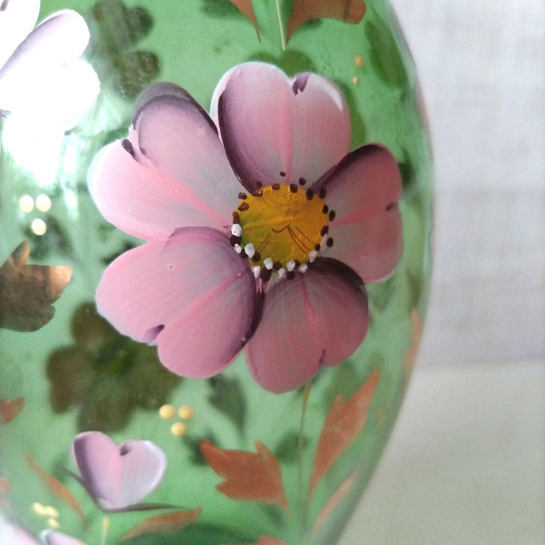 ボヘミアグラス ボヘミアングラス 花瓶 グリーン 花 チェコスロバキア