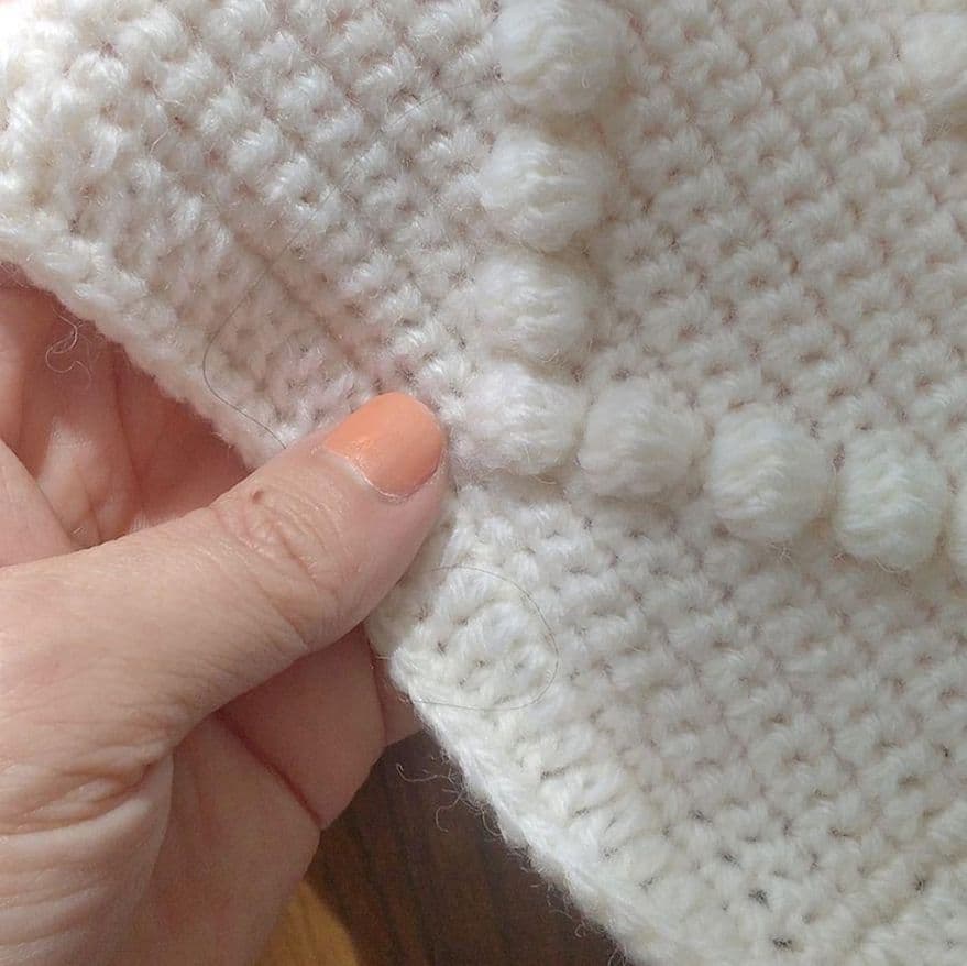 ◇手編みベビーブランケット◇ハートかぎ針編み◇アクリル混ウール