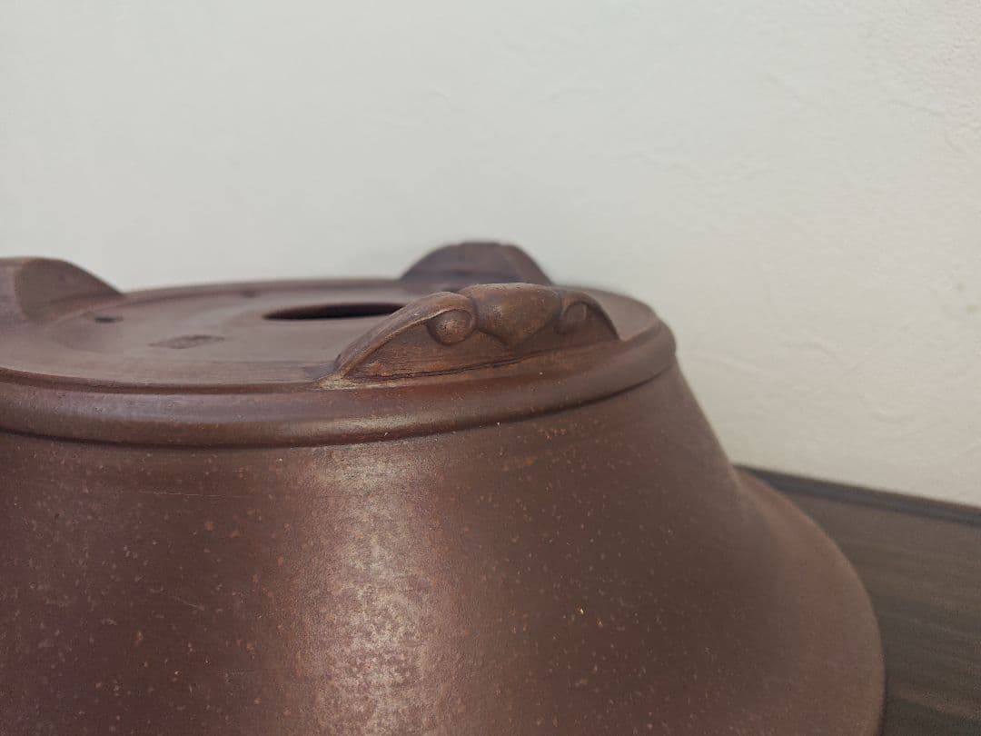 陶器 形鉢 足付き 中央穴あり 豊林 落款