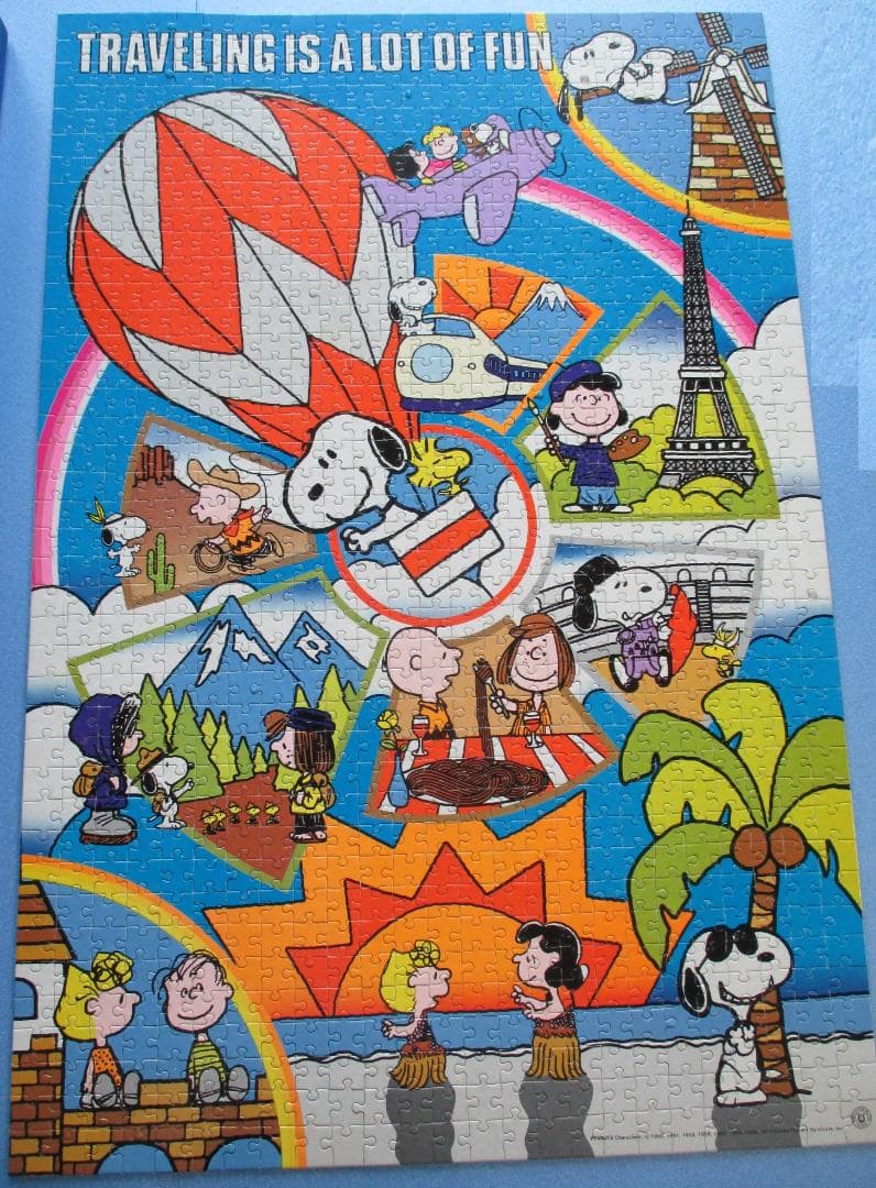 35年以上前◎スヌーピージグソーパズル1000P◎アポロ社トラベリングスヌーピー