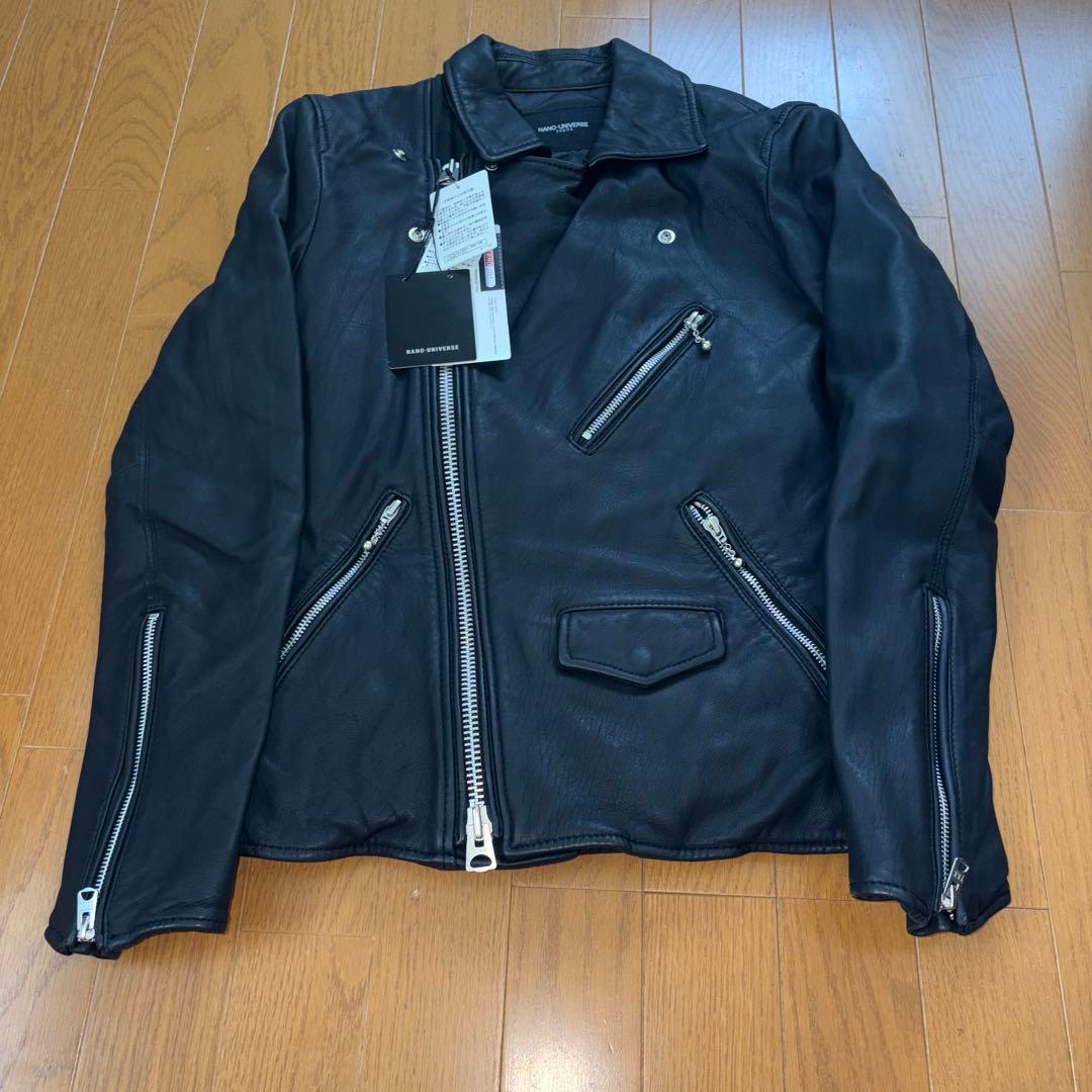 n*o様 新品未使用☆ナノユニバース☆羊革ライダースジャケット黒　S NANO universe（ナノ・ユニバース） ライダースジャケット M ブラック