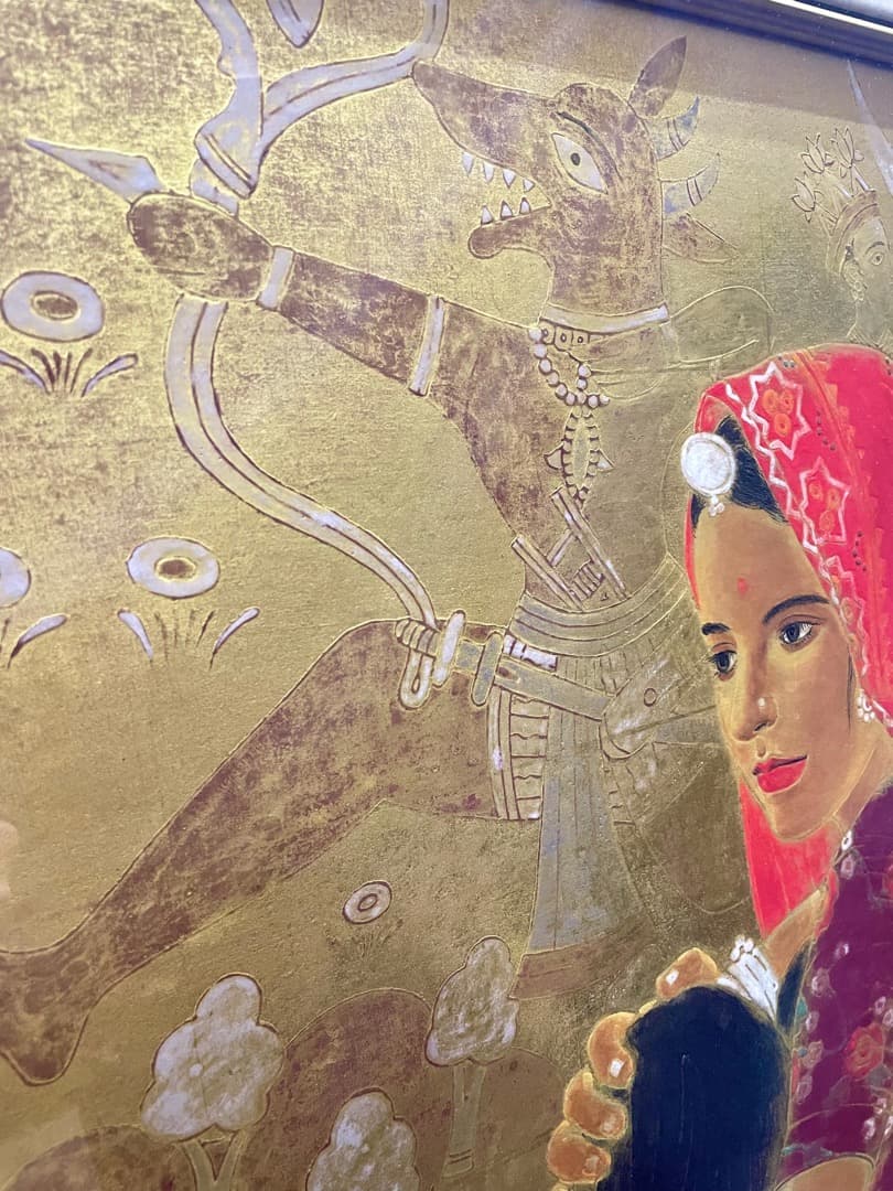 石踊紘一『パドマ (蓮華)』30号 油彩 日本画 額装済み インド美人 蓮の