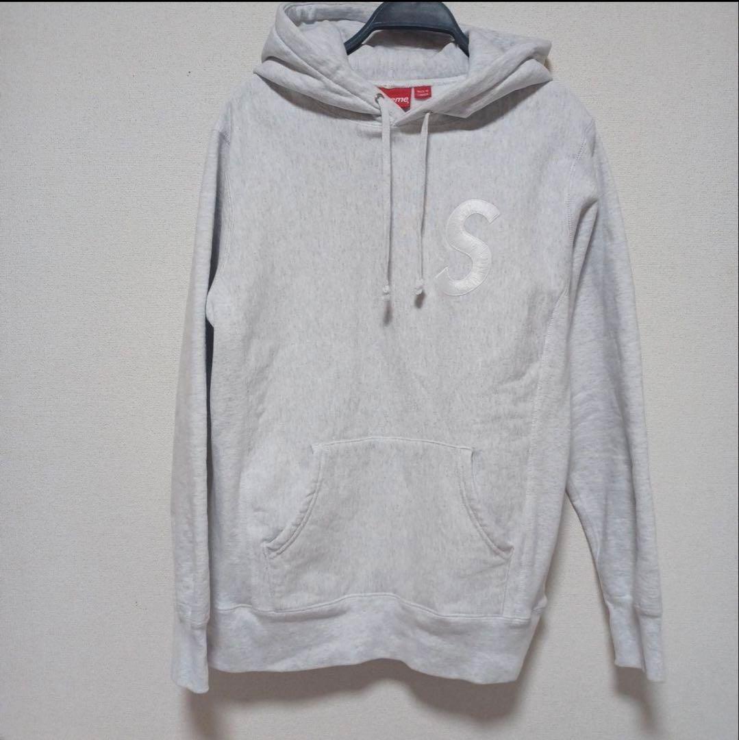 Supreme シュプリーム グレー パーカー Sロゴ フーディー Mサイズ