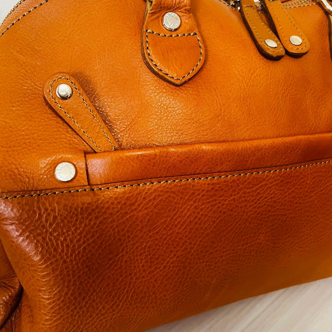 新品 russet 2way レザー ボストンバッグ インナーバッグ付 オレンジ