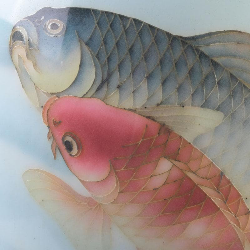 七宝焼 水色釉 双魚文 花瓶 V 9884 - メルカリ