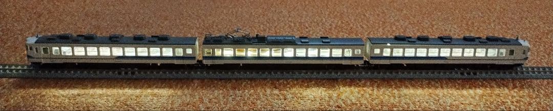 KATO 北陸本線 475系 北陸色 (青帯) 　　3両セット　室内灯付