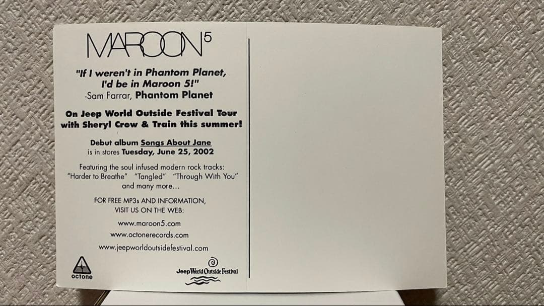 【超激レア】 マルーン5　デビューアルバム販促用ステッカー　非売品　廃盤品