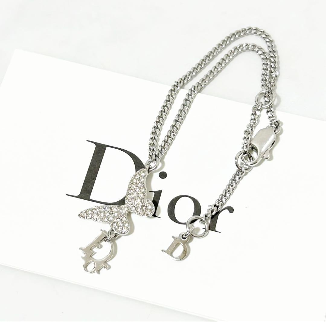 美品 クリスチャンディオール バタフライ 蝶 ラインストーン