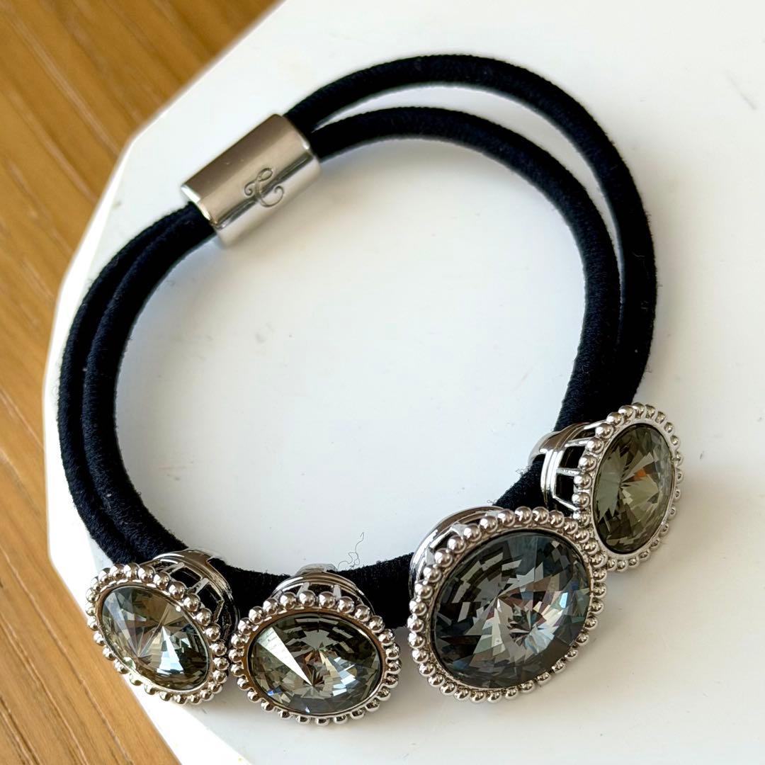 コンプレックスビズ レディアリーストーンポニー グレー ヘアゴム