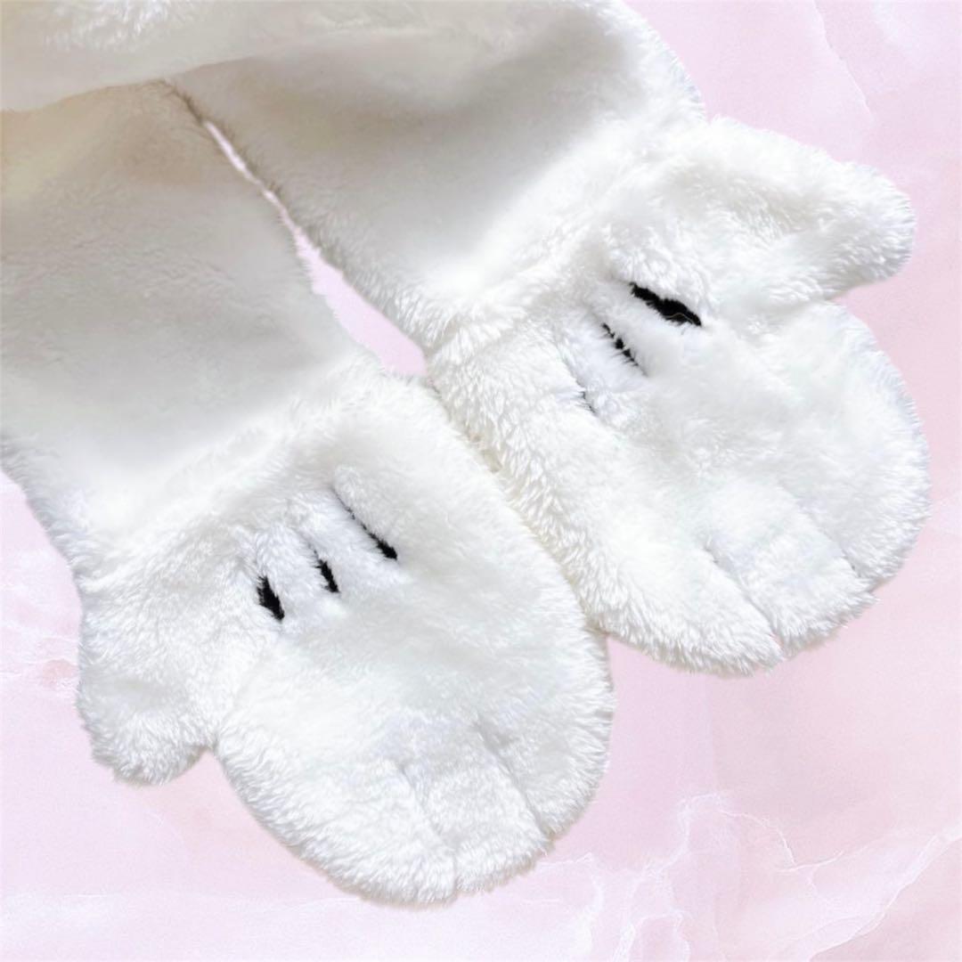 ミニー　マフラーファンキャップ　2個セット　ペア　白　ピンクリボン　ディズニー