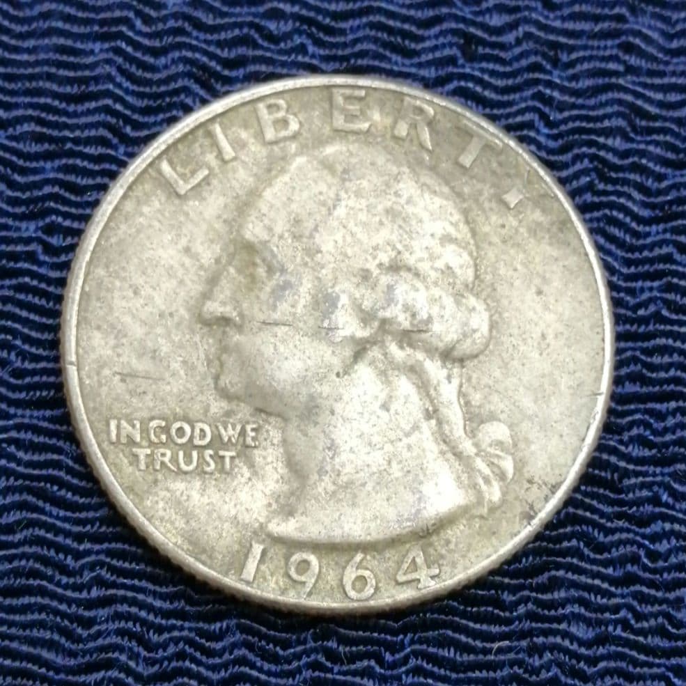 アメリカの銀貨✨クォーターダラー25セント/1964年 - メルカリ