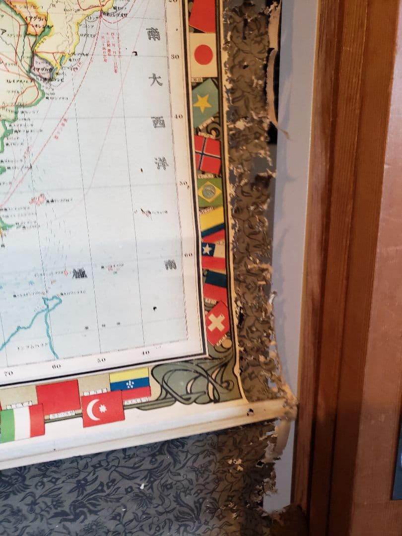 戦前 大地図 世界交通全図 明治42年 大阪毎日新聞社発行 世界地図