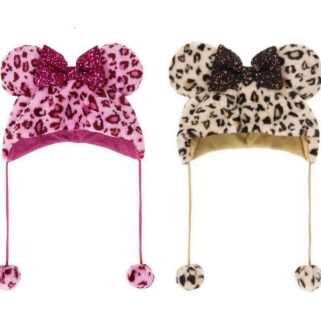 ディズニー ファンキャップ ピンク ブラウンヒョウ柄 2点セット ディズニー 被り物 ヒョウ柄 ファンキャップ ピンク ブラウン 2点