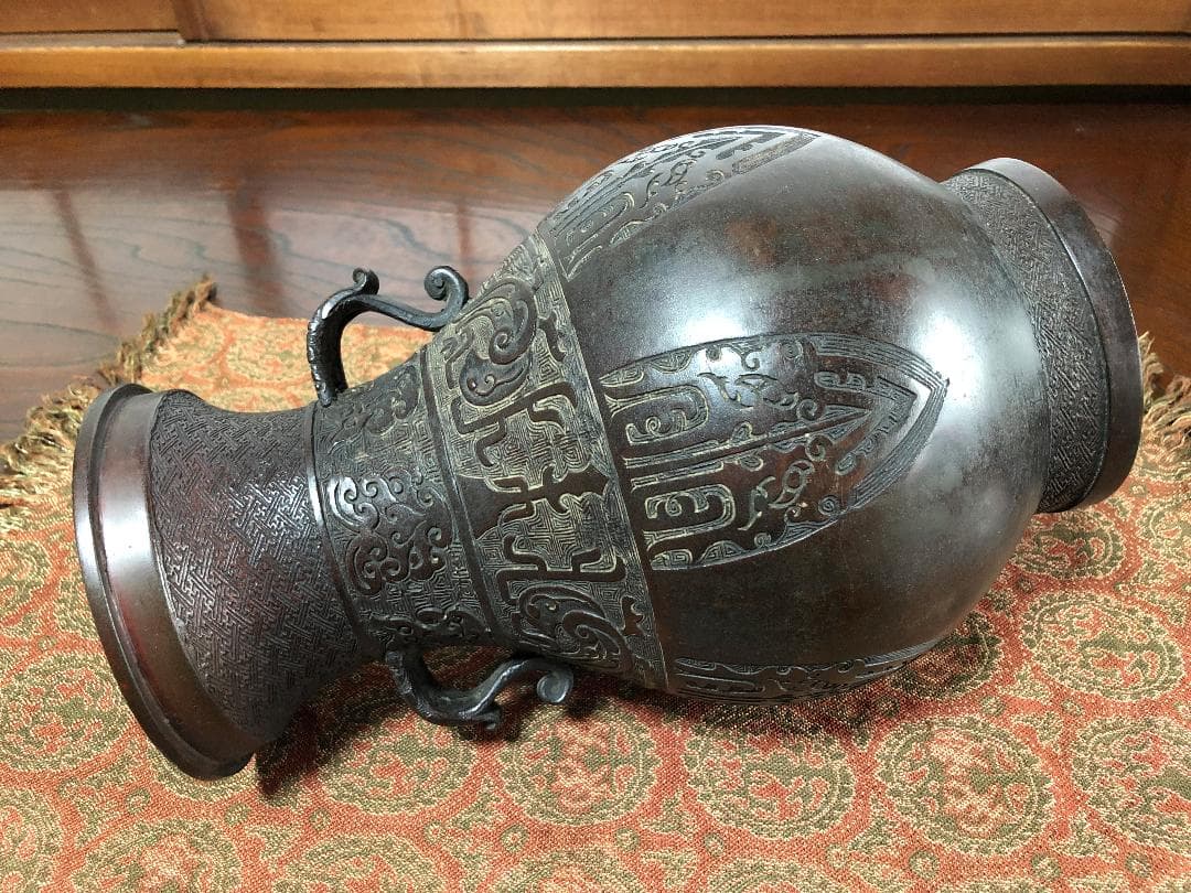 唐銅双耳壺 】 花入/花生 清朝初期 中国古玩 - メルカリ