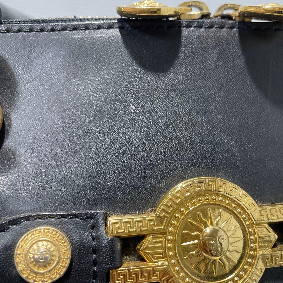 ヴェルサーチェ ハンドバッグ ボストンバッグ 2way ロゴ型押し黒