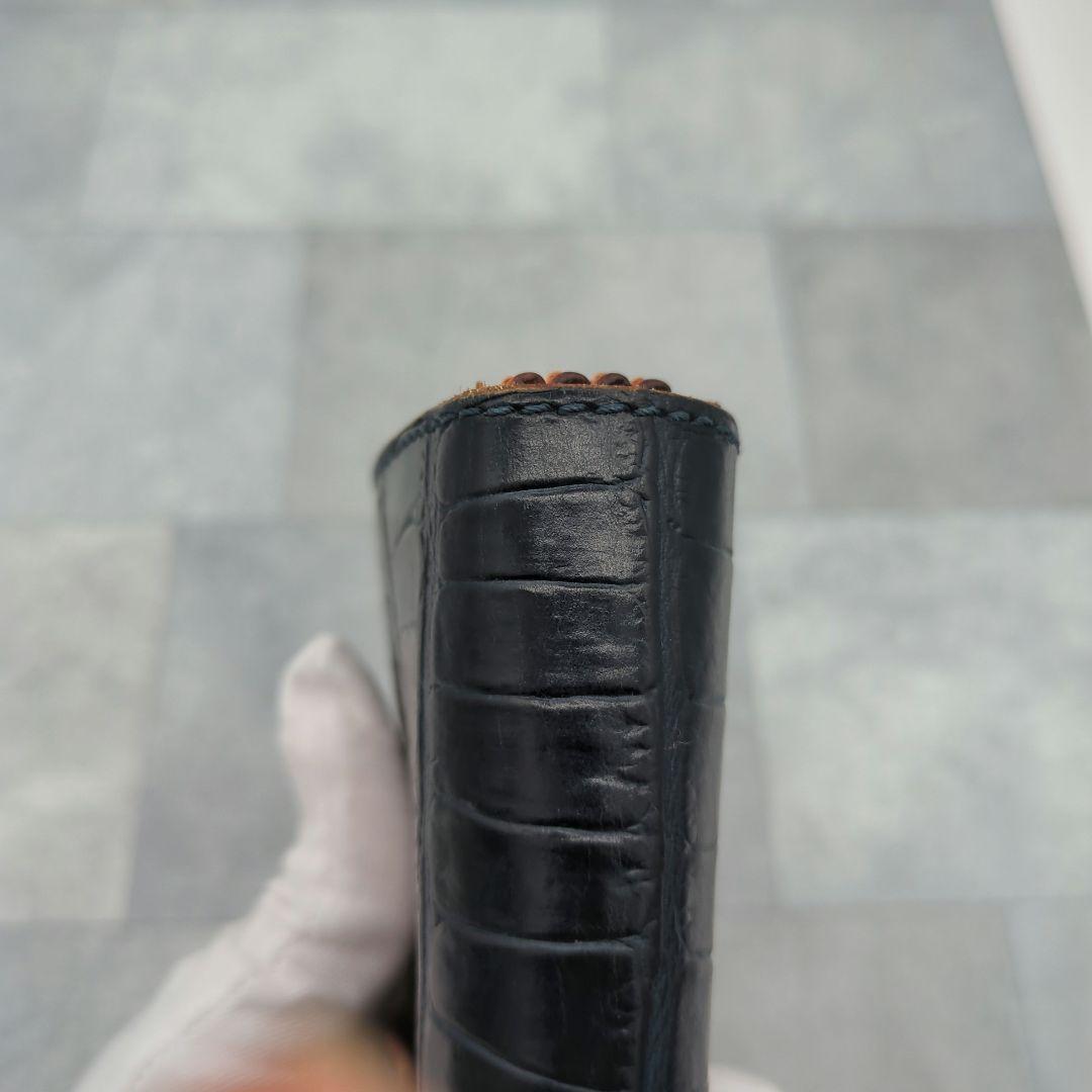 極美品✨フェリージ 長財布 コロコロ クロコ型押し レザー紺 定価86900